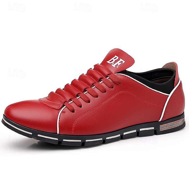 Men's Red Casual Sneakers – Stylish Faux Leather, Lace-Up Design, Comfortable Everyday Footwear4