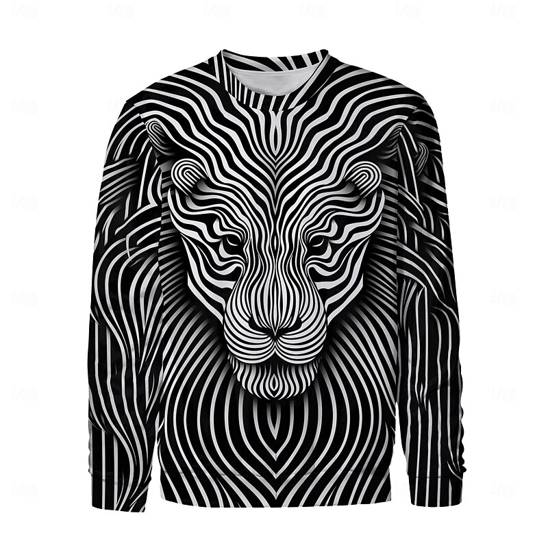 Men's Graphic Tiger Line Sweatshirts Golf Pullover Sweatshirt Long Sleeve Sweatshirt Hooded Vacation Cool Daily Print Vacation Sports Outdoor Going out Printing Winter Spring &  Fall4