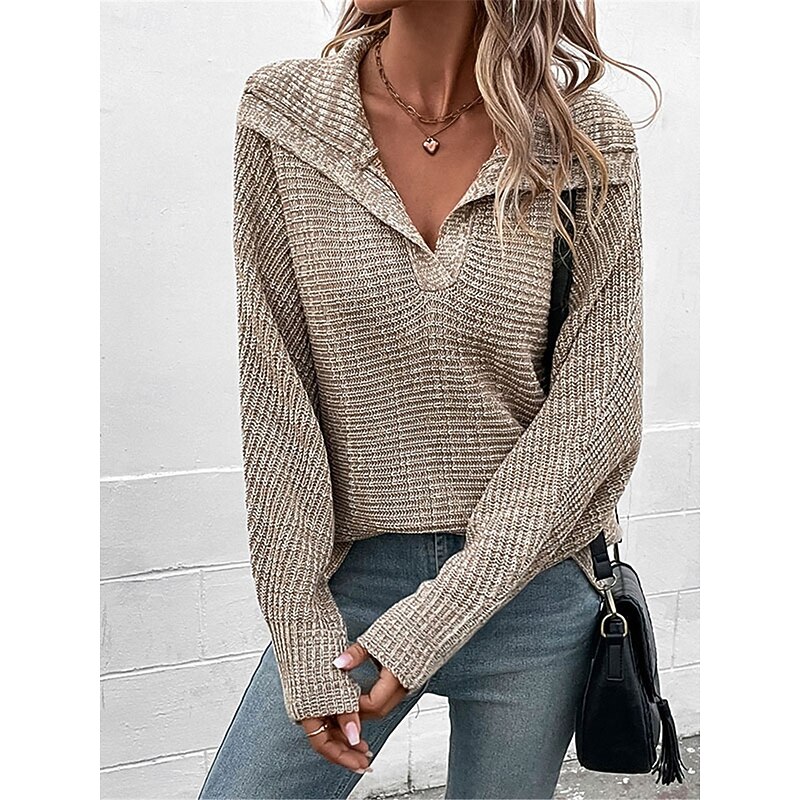 Women's Sweater Pullover Sweater Jumper Casual Soft Solid Color Ribbed Hooded Knitted Long Sleeve Regular Tops Knit Outdoor Daily Weekend Khaki Fall Winter4
