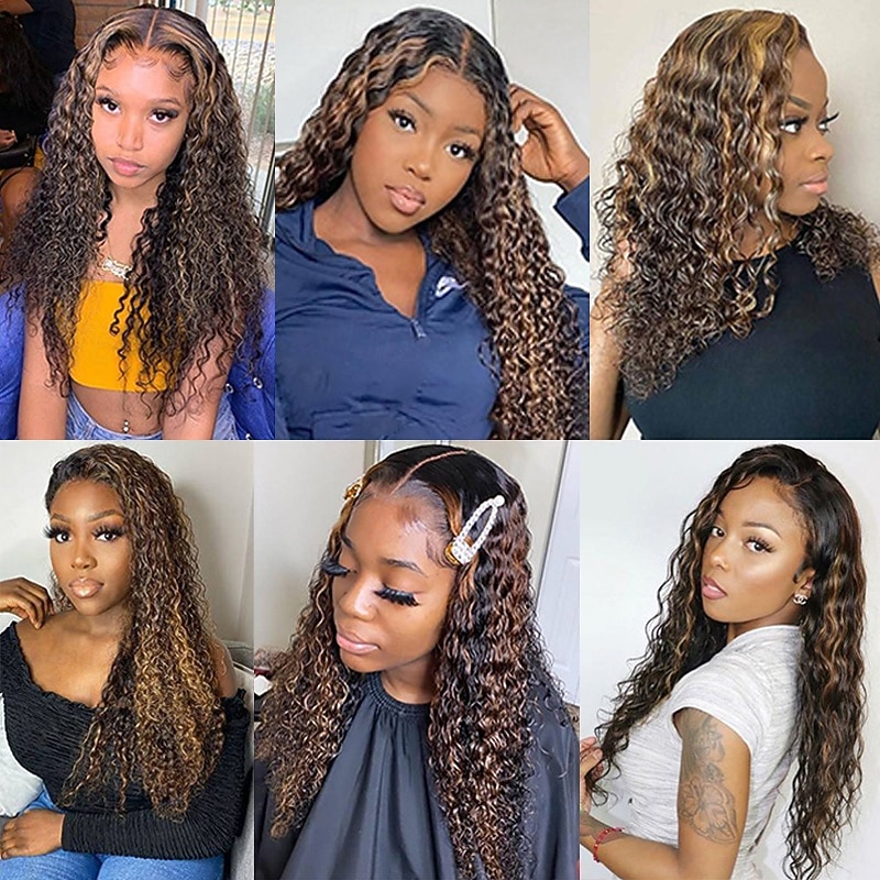 Human Hair 13x6 Lace Front 13x4 Lace Front Wig Free Part Brazilian Hair Deep Wave Water Wave Dark Brown Wig 130% 150% 180% Density with Baby Hair 100% Virgin Glueless Pre-Plucked For wigs for black4
