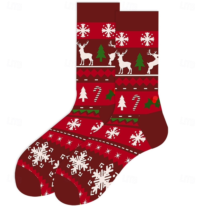 6PCS  Christmas Socks Santa Claus Reindeer Unisex Christmas New Year Christmas Eve Cute Christmas Gift Idea3