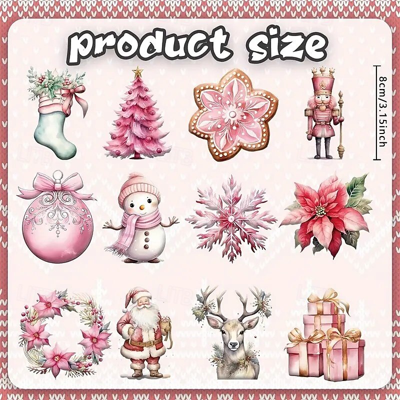 24pcs Christmas Wooden Pink Ornaments, Modern Love-Themed Pink Hanging Decorations for Xmas Trees, Perfect for Home Decor3