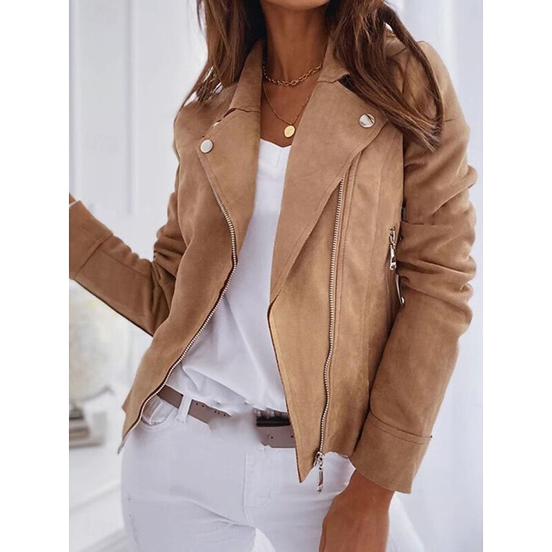 Women's Casual Jacket Outdoor Street Daily Wear Fall Winter Short Coat Regular Fit Thermal Warm Breathable Stylish Casual Jacket Long Sleeve Plain with Pockets Black Blue Khaki3