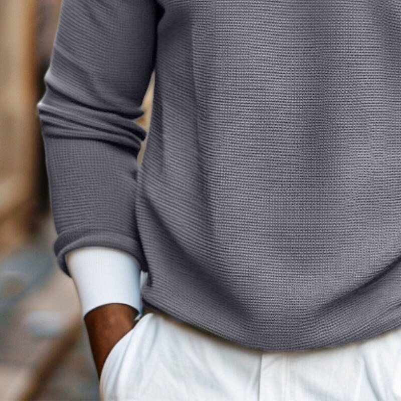 Men's Waffle Polo Shirts Polo Shirts Formal Business Ribbed Polo Collar Long Sleeve Fashion Solid Color Buttons Spring &  Fall Navy Blue Light Grey Army Green Waffle Polo Shirts3