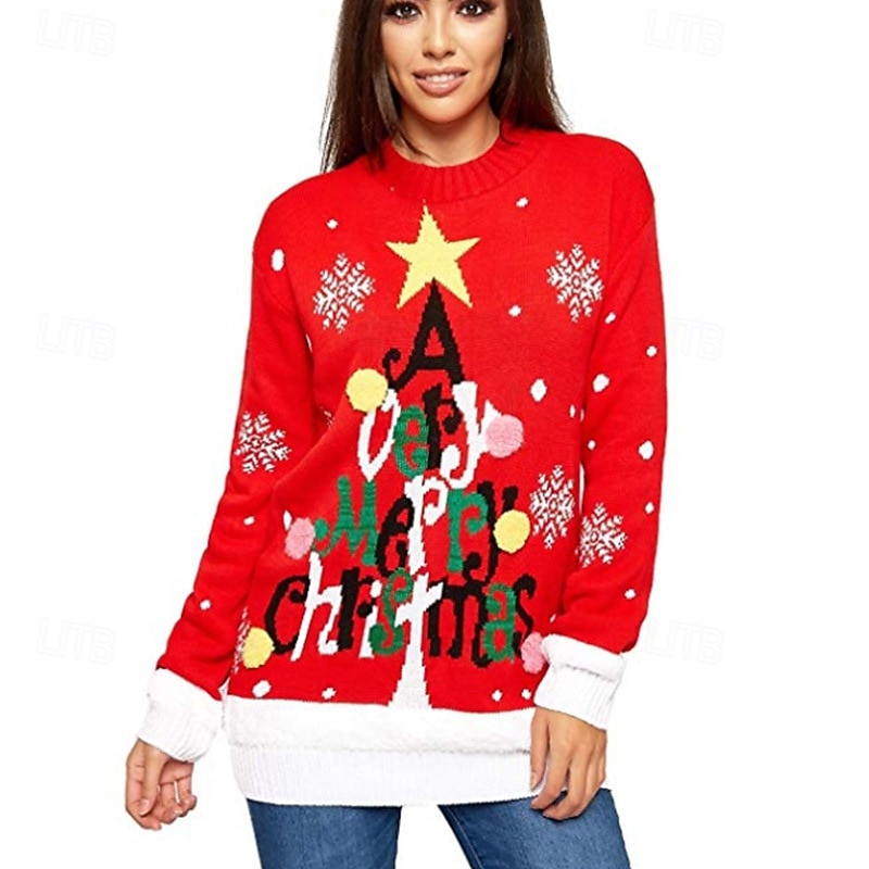 Christmas Trees Merry Christmas Ugly Christmas Sweater Pullover Jumper Women's Christmas Novelty Funny Adults Christmas New Year Christmas Eve Christmas Party Top4