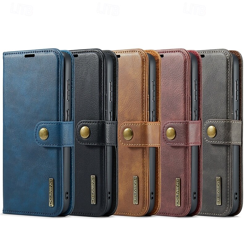 Phone Case For S25 S24 S24 FE S23 S22 S21 Ultra Plus A55 5G A35 5G A15 A14 Back Cover with Stand Holder Detachable Magnetic Retro TPU PU Leather