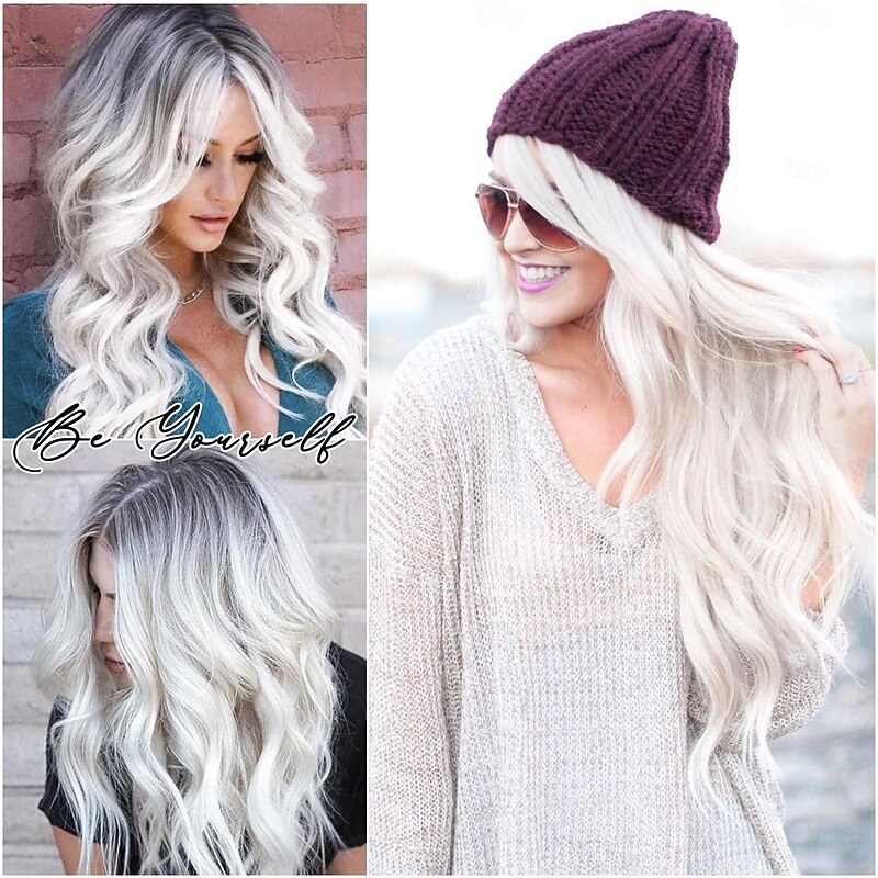 Long Wavy Wig for Women Middle Part Long Curly Wig Heat Resistant Synthetic Hair Looking Natural Fiber Wig for Daily Party Use Christmas Party Wigs3