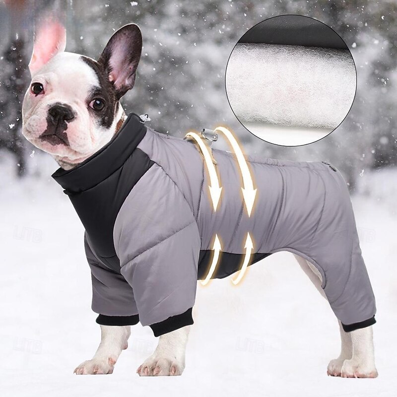 Dog Coat Jacket Puffer Jacket Winter with Harness Winter Reflective Windproof Warm Water-Resistant Outdoor Small Medium