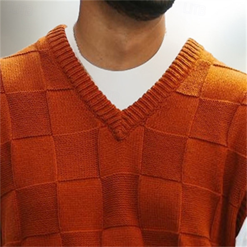 Men's Sweater Vest Pullover Sweater Jumper Ribbed Knit Regular Knitted Slim Fit Plain V Neck Modern Contemporary Work Daily Wear Clothing Apparel Fall Winter Black Royal Blue M L XL2