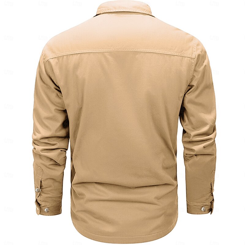 Men's Vintage Work Shirt Western Shirt Cargo Shirt Long Sleeve Casual Sports & Outdoor Going out Fall Winter Turndown Button-Down Army Green Khaki3
