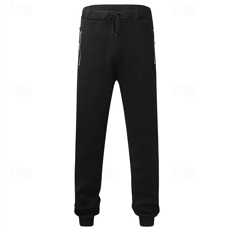 Men's Sweatpants Joggers Trousers Casual Pants Drawstring Elastic Waist Zipper Pocket Plain Comfort Warm Full Length Outdoor Casual Daily Sports Fashion Black Yellow4
