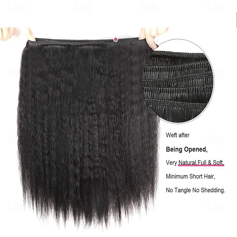 Yaki Straight Bundles Human Hair 10-30 Inch 4 Bundles Natural Black Brazilian Human Hair Extensions for Women3