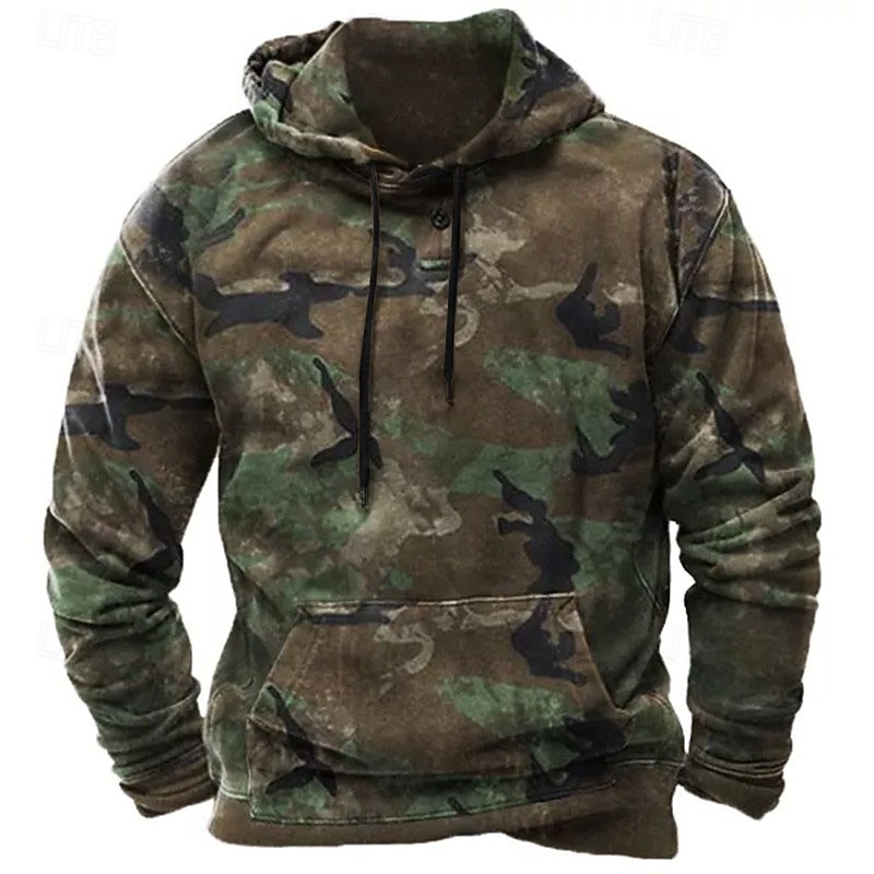 Men's Camouflage Graphic Prints Hoodie Hoodies Sweatshirt Streetwear Designer Long Sleeve Hooded Daily Sports Army Green Print Spring &  Fall Designer