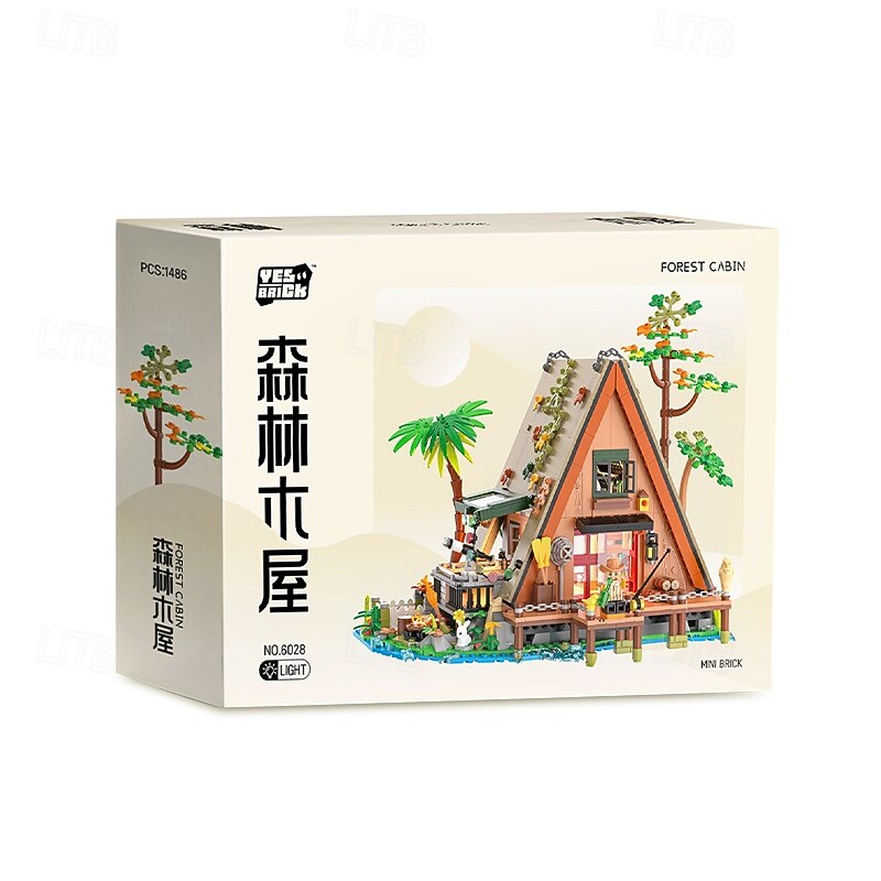 Wood Cabin Building Set Forest Log Cabin House Building Block Toy Christmas Gifts for Adults Boys Girls Aged 12 (1486 PCS)2