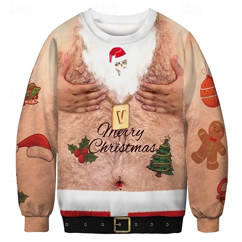 Santa Claus Pullover Funny Christmas Sweatshirt Funny For Unisex Adults' Christmas Carnival 3D Print Party Festival2