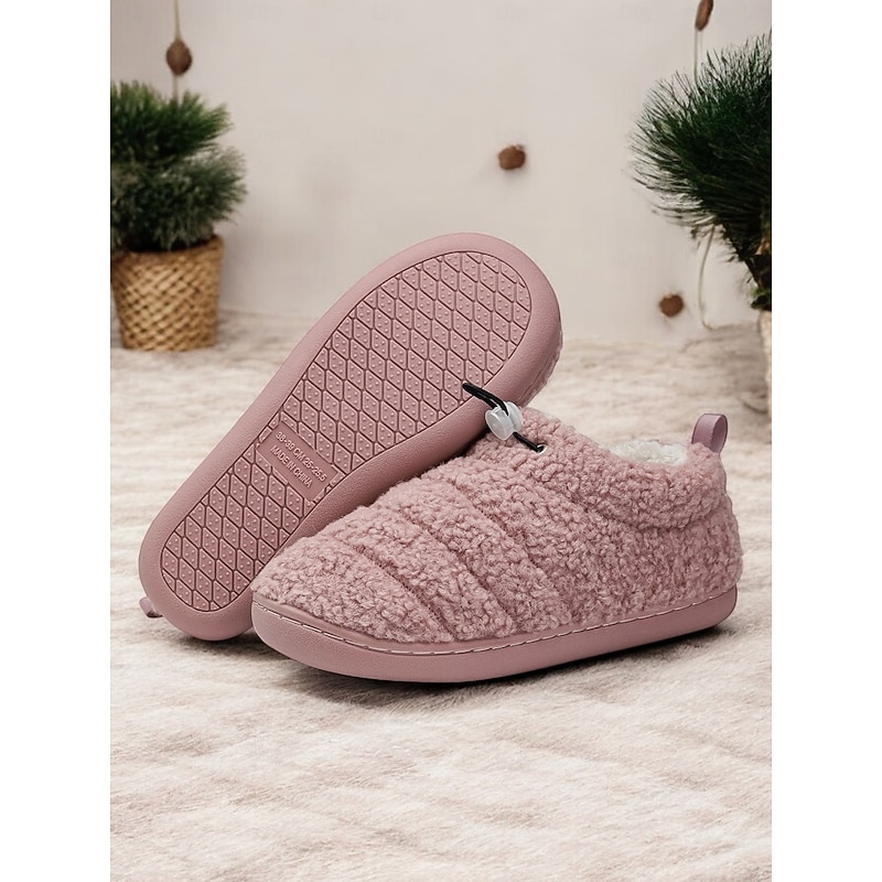 Cozy Fleece Lined Indoor Slippers with Non-Slip Sole – Warm Plush Home Shoes for Women