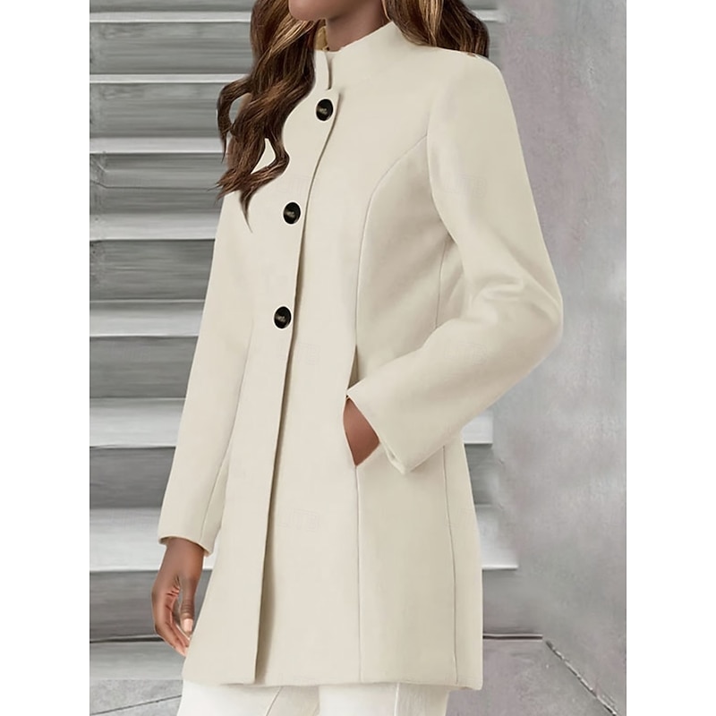 Women's Winter Coat Outdoor Street Daily Wear Fall Winter Regular Coat Regular Fit Thermal Warm Breathable Stylish Casual Jacket Long Sleeve Plain Adjustable White3