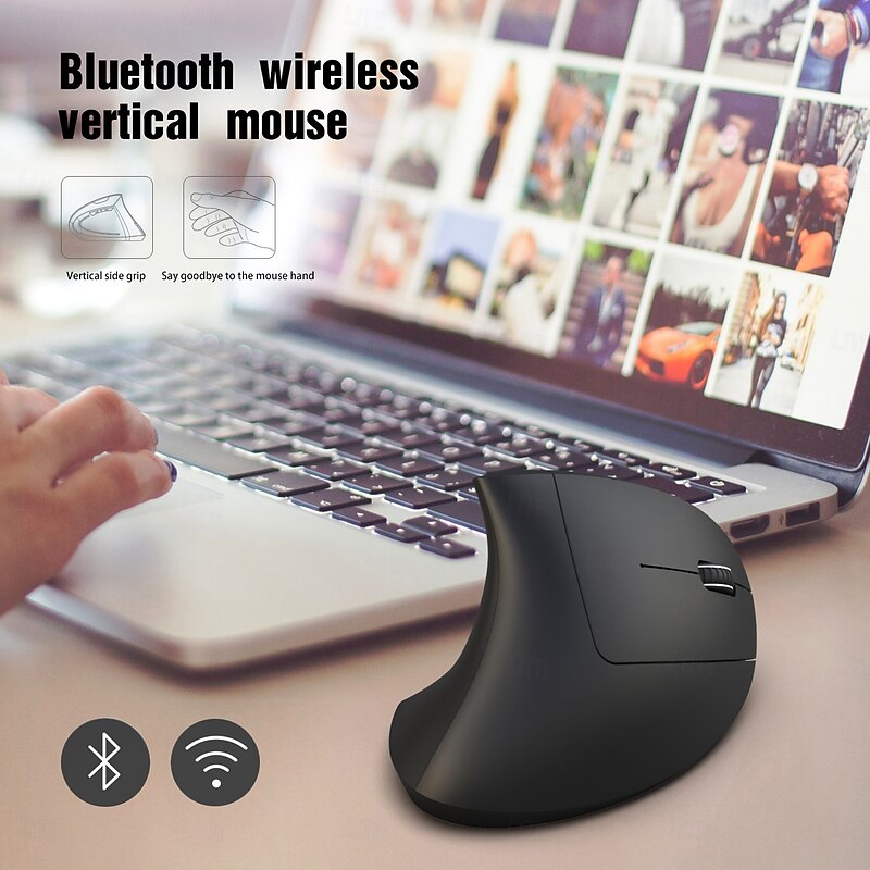 Right Hand Vertical Mouse Adjustable DPI Wireless Vertical Mouse 2.4G 5th Gen Ergonomic Optical Mouse for Wrist Hand Strain