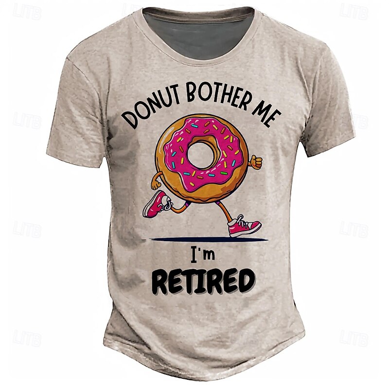 Men's Donuts T Shirt Short Sleeve T shirt 3D Print Crew Neck Shirt Fashion Athleisure Street Sports Outdoor Daily Beige Grey Summer Spring Clothing Apparel S M L XL XXL XXXL