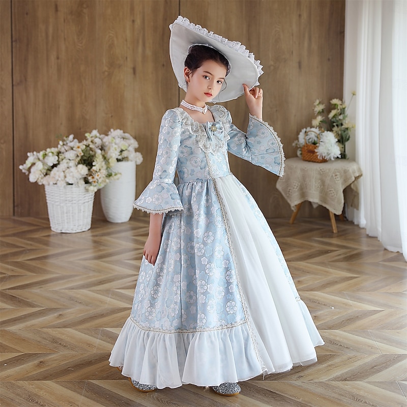 Gothic Rococo Vintage Inspired Dress Masquerade Flower Girl Dress Princess Shakespeare Solid Color Ball Gown Fancy Dress Girls' Halloween Carnival Children's Day Wedding Party Wedding Guest Child's4
