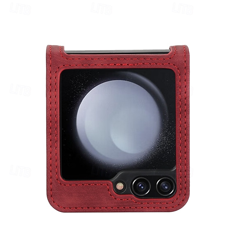 Phone Case For Z Flip 7 Z Flip 6 Z Flip 5 Z Flip 4 Z Flip 3 Back Cover with Stand Holder Card Slot Shockproof Retro TPU PU Leather4