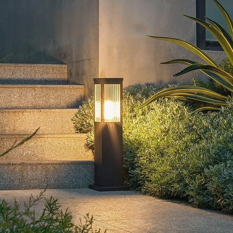 Modern LED Bollard Light Fixture Outdoor Pathway Light Landscape Path Lighting Fixture Hardwired Exterior Lawn Lamp for Garden Pathway Driveway Yard 110-240V 5W2