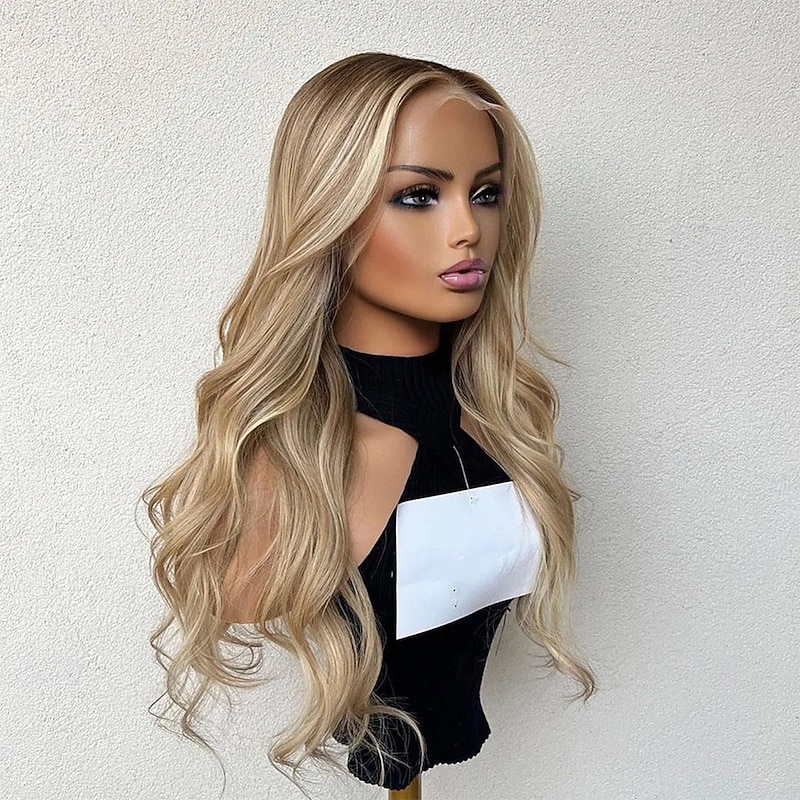 Remy Human Hair 13x4 Lace Front Wig Free Part Brazilian Hair Wavy Blonde Multi-color Wig 130% 150% Density Ombre Hair Highlighted / Balayage Hair Glueless For Women Long Human Hair Lace Wig4