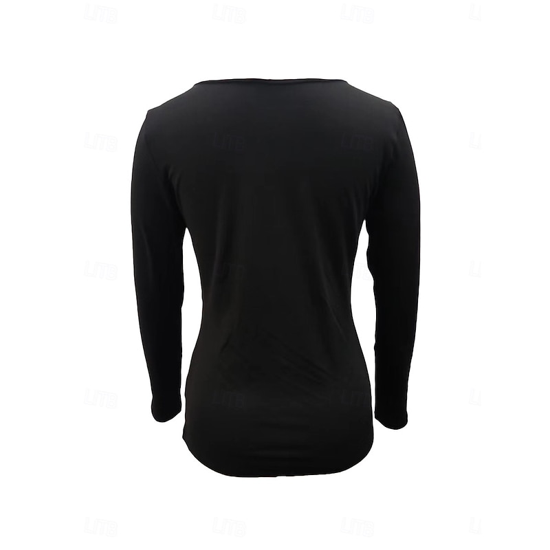 Women's Shirt Sequin Sparkly Party Solid Color Basic Casual Long Sleeve Crew Neck Regular Tops Daily Patchwork Black Wine Green Fall Winter 7