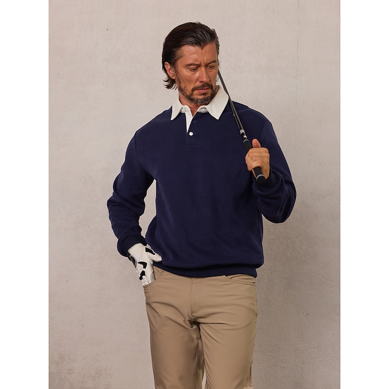 Men's Golf Pullover Sweatshirt Black Navy Blue Dark Grey Long Sleeve Top Golf Attire Clothes Outfits Wear Apparel