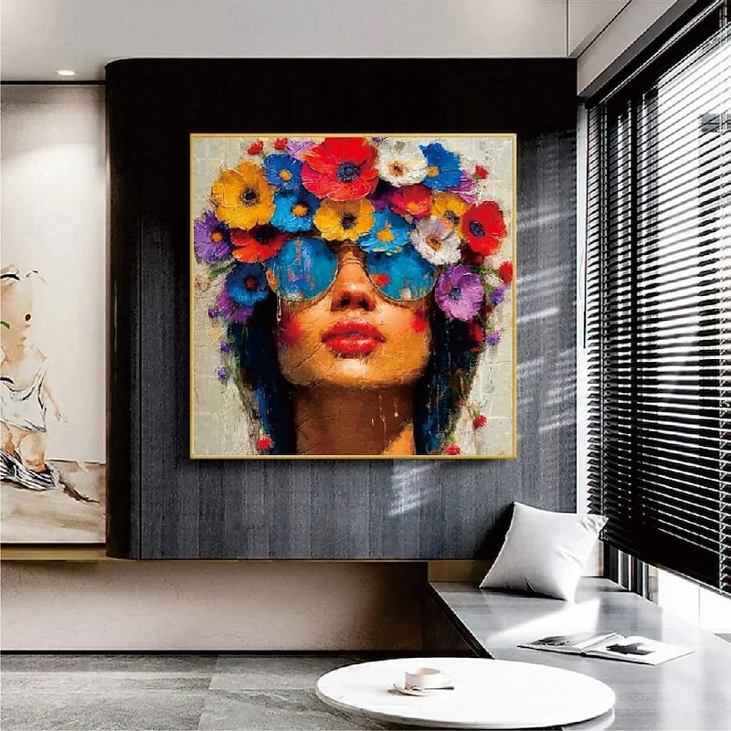 Handmade Abstract Palette knife face painting wall art Handmade textured face of girl painting handpainted figurative oil painting wall art face Oil painting wall decorative painting room art4