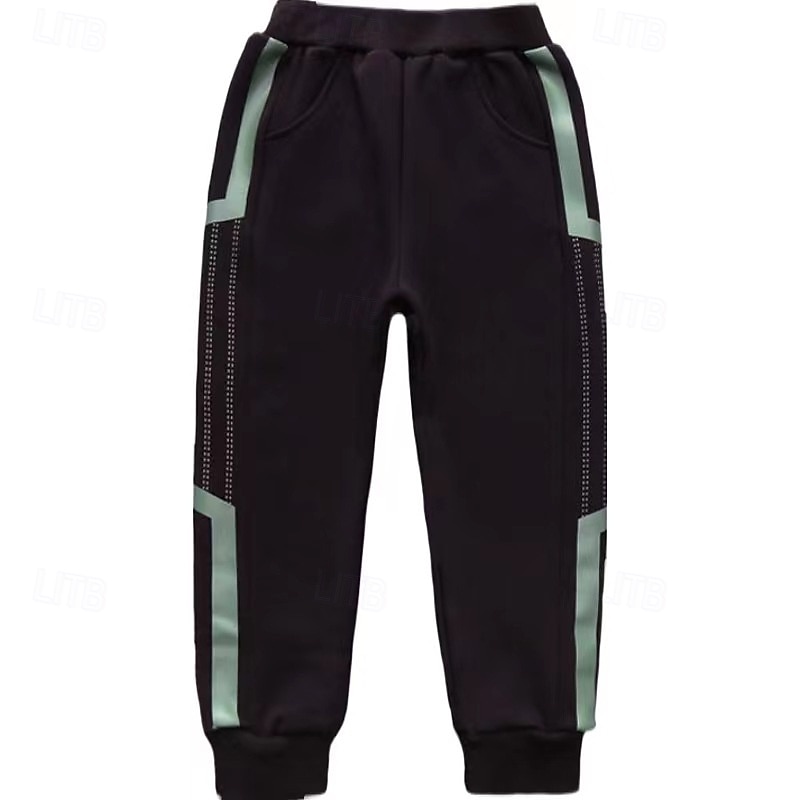Kids Boys Sweatpants Trousers Pocket Color Block Breathable Soft Comfort Pants Training Sports Daily Black Mid Waist4