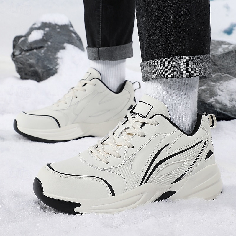 Men's Black Running Sneakers with Fur Lining, Winter Warm Athletic Shoes for Outdoor Sports and Casual Wear3