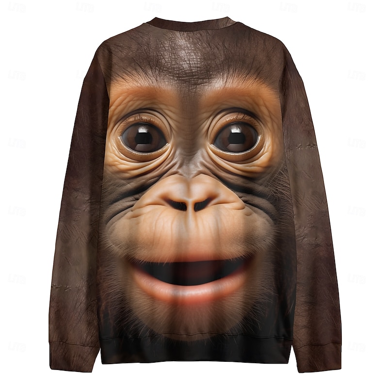 Men's Graphic Orangutan Sweatshirts Golf Pullover Sweatshirt Long Sleeve Sweatshirt Hooded Vacation Cool Daily Print Vacation Sports Outdoor Going out Printing Winter Spring &  Fall4