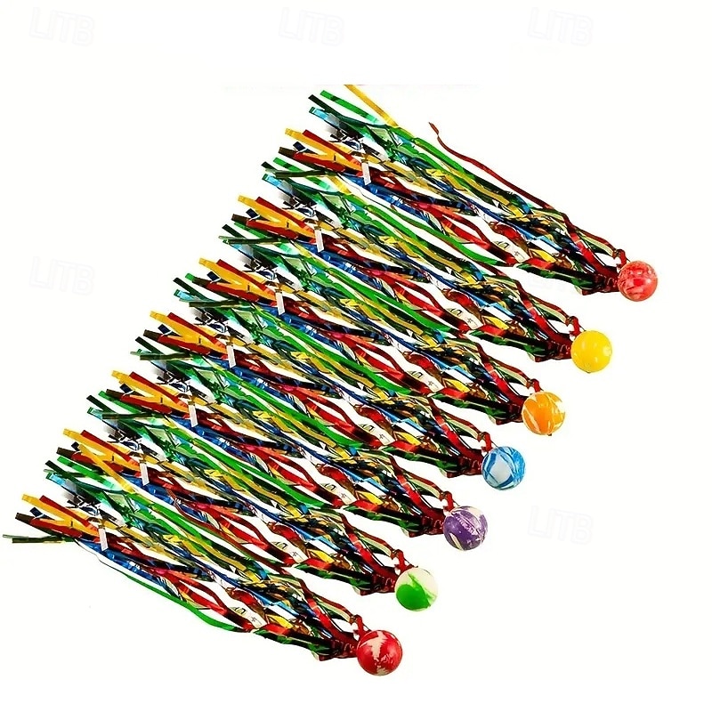20 Colorful Bouncy Super Balls with Streamers Party Favors Goodie Bag Fillers for Birthday Christmas Halloween