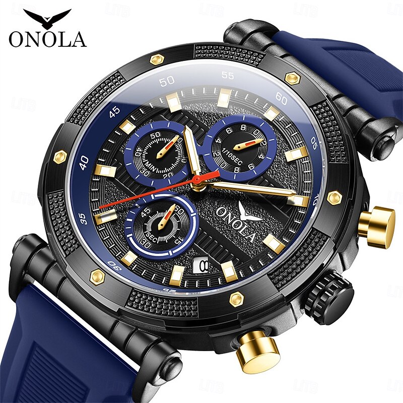 ONOLA Men Watches Multifunctional Luminous Calendar Quartz Watches Sports Waterproof Mens Watch ON6859