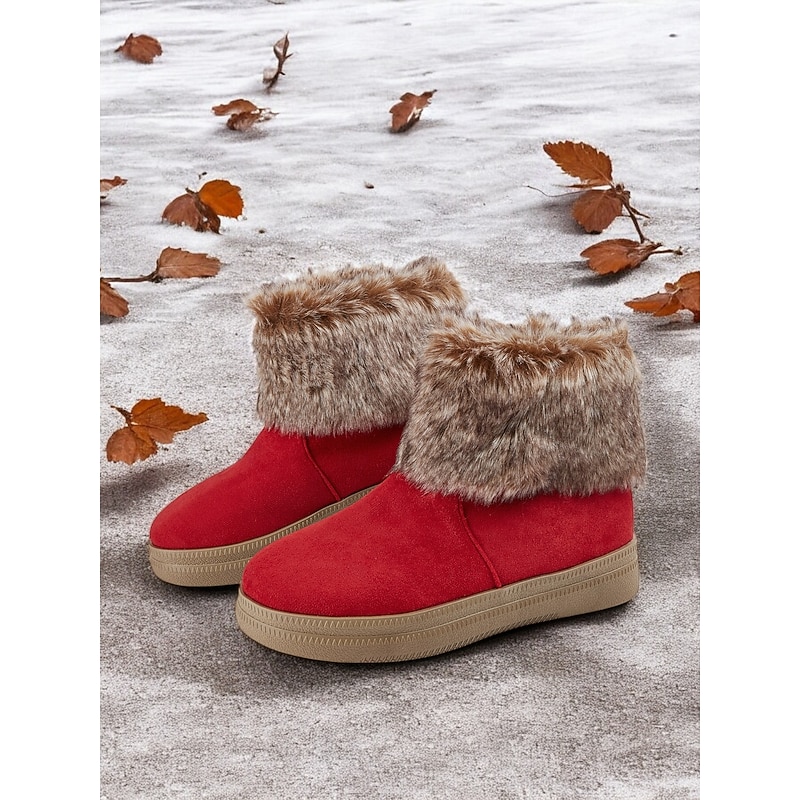 Women's Faux Fur-Lined Winter Ankle Boots with Suede Upper – Cozy Warm Footwear for Cold Weather4