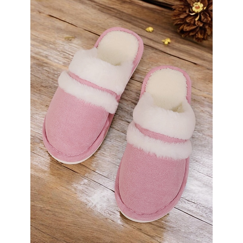 Women's Cozy Faux Fur Lined Slippers with Suede Finish – Warm Indoor Shoes for Winter Comfort3