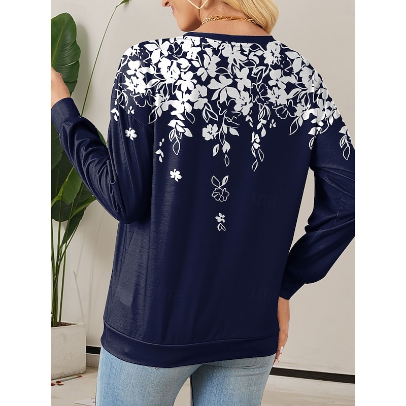 Women's Quarter Zipper Sweater Floral Street Dailywear Print Casual Crew Neck Long Sleeve Micro-elastic Fall Winter Comfrt Breathable Soft Fabric2