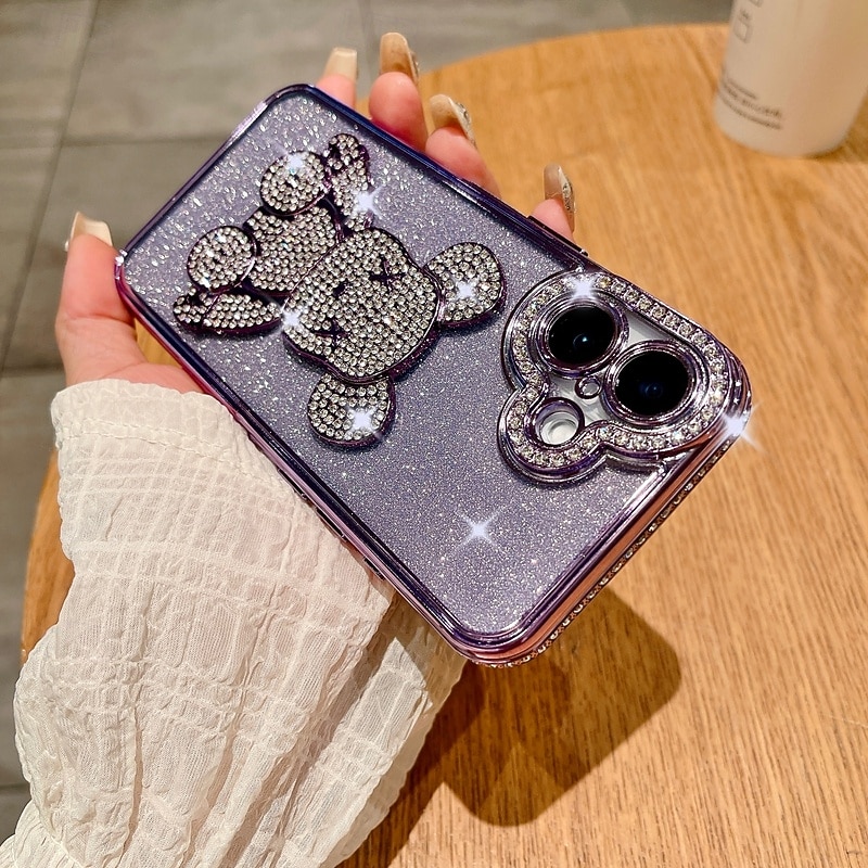 Phone Case For iPhone 17 Pro Max 17 Air 16 15 14 Pro Max Plus 13 12 11 Pro Max Back Cover Bling Glitter Shiny Shockproof Retro TPU2
