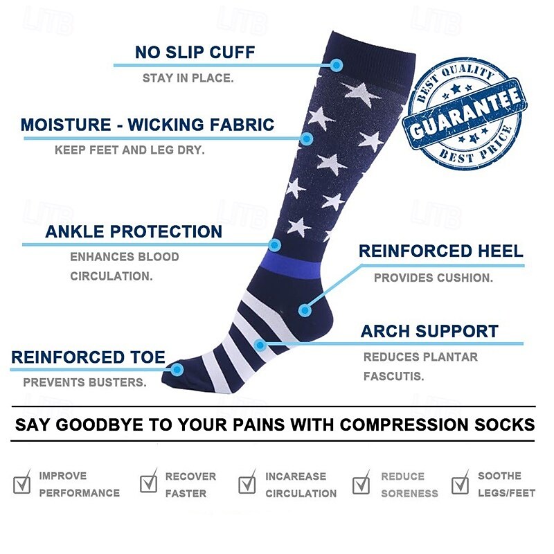 Yoga Socks 1 Pair Men's Women's Compression Socks Anti-Slip Breathable Sweat wicking Comfortable Gym Workout Basketball Football / Soccer Running Jogging Sports Graphic Fashion Polyester White Red4