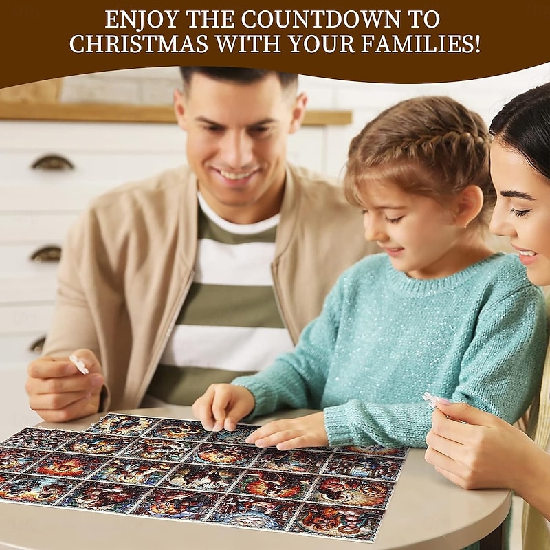 Christmas Advent Calendar Jigsaw Puzzle Stained Glass Life of Jesus Xmas Gift Puzzle 1000 Pieces 24 Days Christmas Countdown Calendar Winter Puzzle as Christmas Decoration2