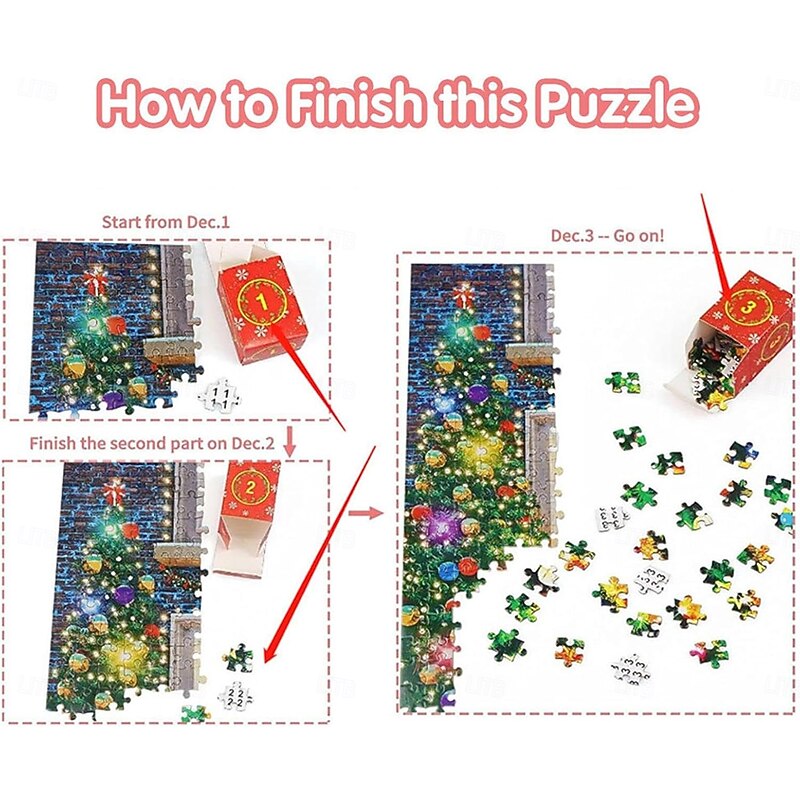 Christmas Advent Calendar Jigsaw Puzzle for Girls and Boys, 1008 Pieces Christmas Puzzle Countdown Calendar, Halloween Advent Calendar3