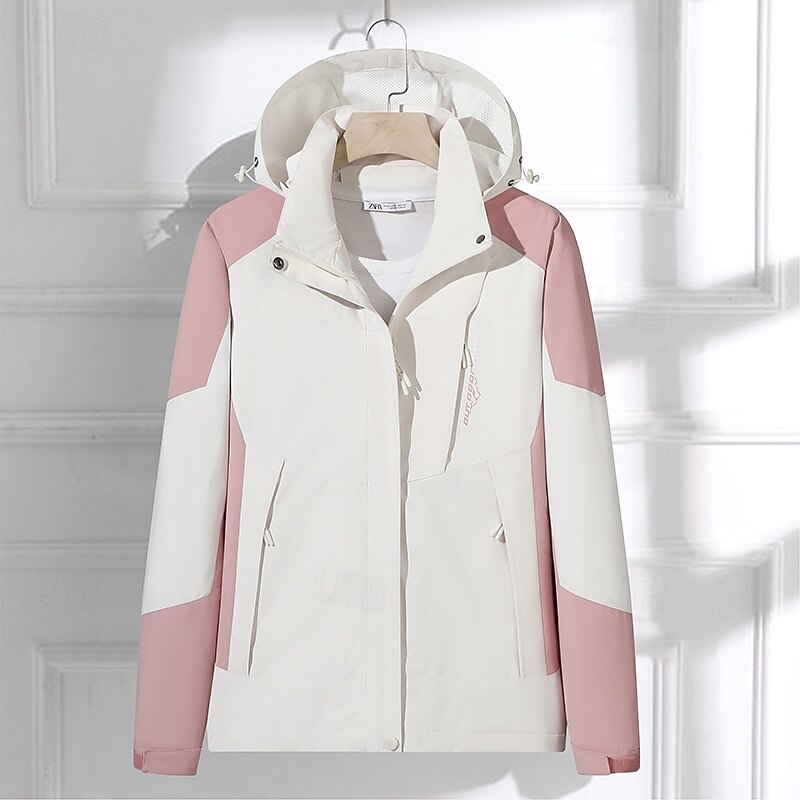 Women's Softshell Jacket Hiking Jacket Winter Outdoor Color Block Thermal Warm Windproof Water Resistant Windbreaker Jacket Traveling Wine Red Black White Yellow Pink4