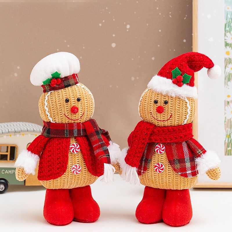 2Pcs Christmas Gingerbread Dolls Creative Figurines Christmas Decorations Scene Decoration Hotel Shopping Mall Props for Christmas Gifts