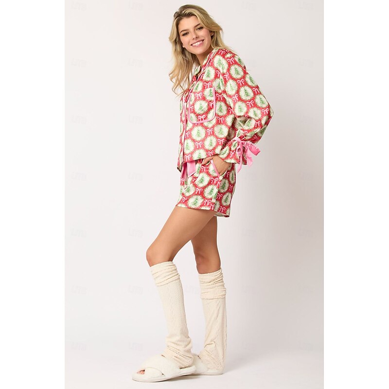 Santa Claus Sleepwear Christmas Pajamas Satin Pajama Cosplay Costume Adults Christmas New Year Christmas Eve Christmas Party Top Pants4