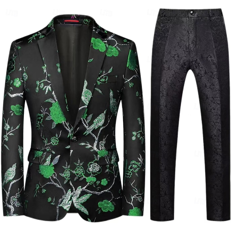 Disco 1980s Pants Outfits Suits & Blazers Disco Solid Color Fancy Dress Men's Masquerade Performance Party Club Adults' Coat Pants4