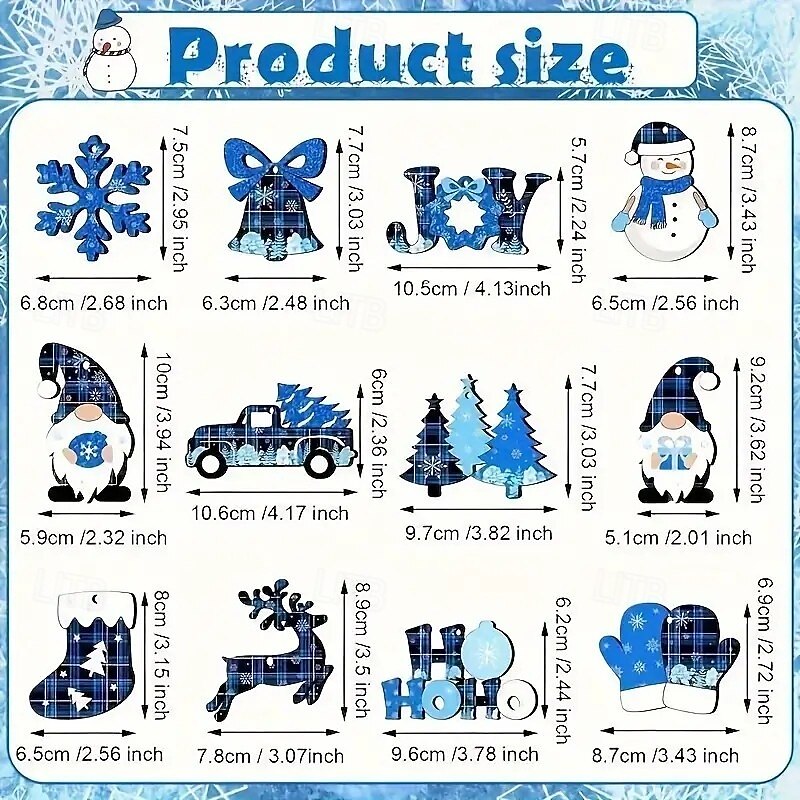 24pcs Christmas Wooden Ornaments, Featuring Snowflake Gnome and Snowman Designs, Perfect for Tree Ornaments, Holiday Parties, and Home Décor4