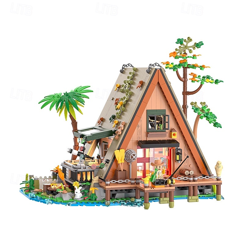 Wood Cabin Building Set Forest Log Cabin House Building Block Toy Christmas Gifts for Adults Boys Girls Aged 12 (1486 PCS)