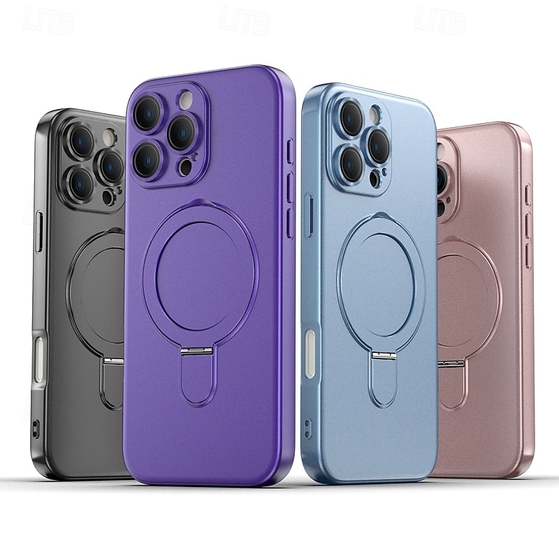 Phone Case For iPhone 17 Pro Max 17 Air 16 15 14 Pro Max Plus 13 12 Pro Max Back Cover with Stand Holder Magnetic Support Wireless Charging Retro TPU