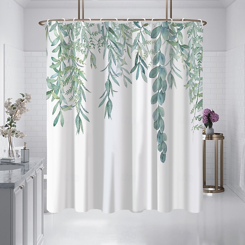 Shower Curtain with 12 Hooks 180cm*180cm(70"*70") Polyester Washable Waterproof Pattern Bathroom Bathtub Decor Wisteria Flower Shower2